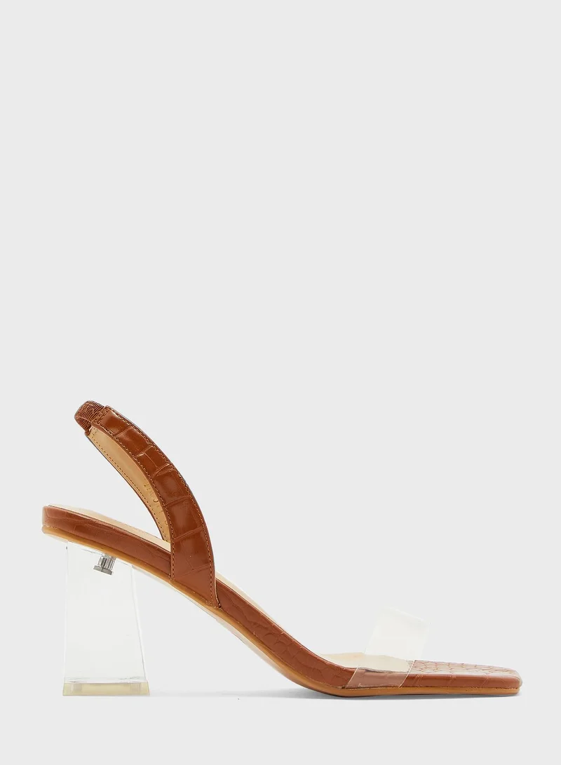 ELLA Square Toe Clear Strap Slingback Sandal With Persp