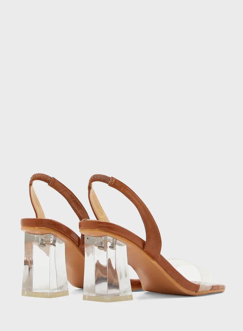 ELLA Square Toe Clear Strap Slingback Sandal With Persp