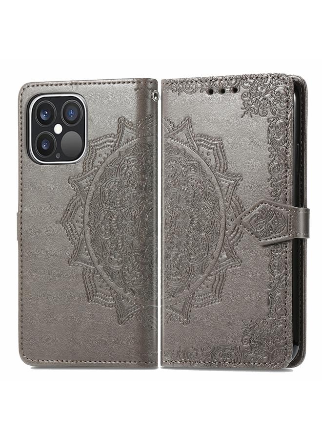 Zaboon Case For iPhone 13 Pro Max Mandala Flower Embossed Horizontal Flip Leather Case with Holder & Three Card Slots & Wallet & Lanyard - Image 2