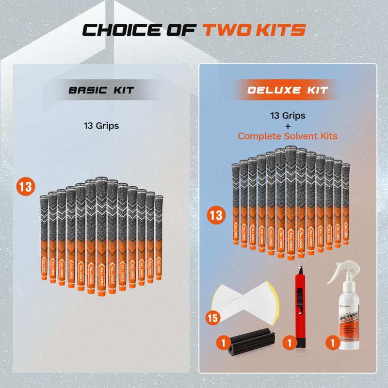 Full Choice Cross Corded Golf Grips 13 Pack, Low Taper Design, Choose from 13 Grips or 13 Grips with All Kits, 3 Sizes 5 Colors Options, Multi-compound Hybrid Golf Club Grips, CG01 Series - Image 5