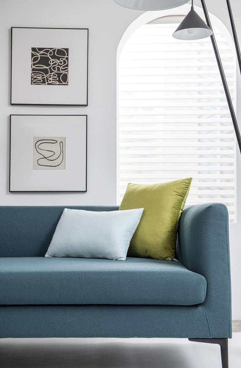 DEZENE Throw Pillow Covers 18x18 Chartreuse: Pack of 2 Cozy Soft Velvet Square Modern Luxury Decorative Throw Pillow Cases for Sofa Couch Living Room Bed Home Decor - Image 4