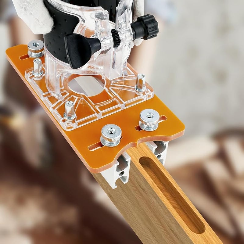 Orange 3 Piece Set Wood Router Slotting Bracket Stable Invisible Fastener Dust Proof Hole - Image 3