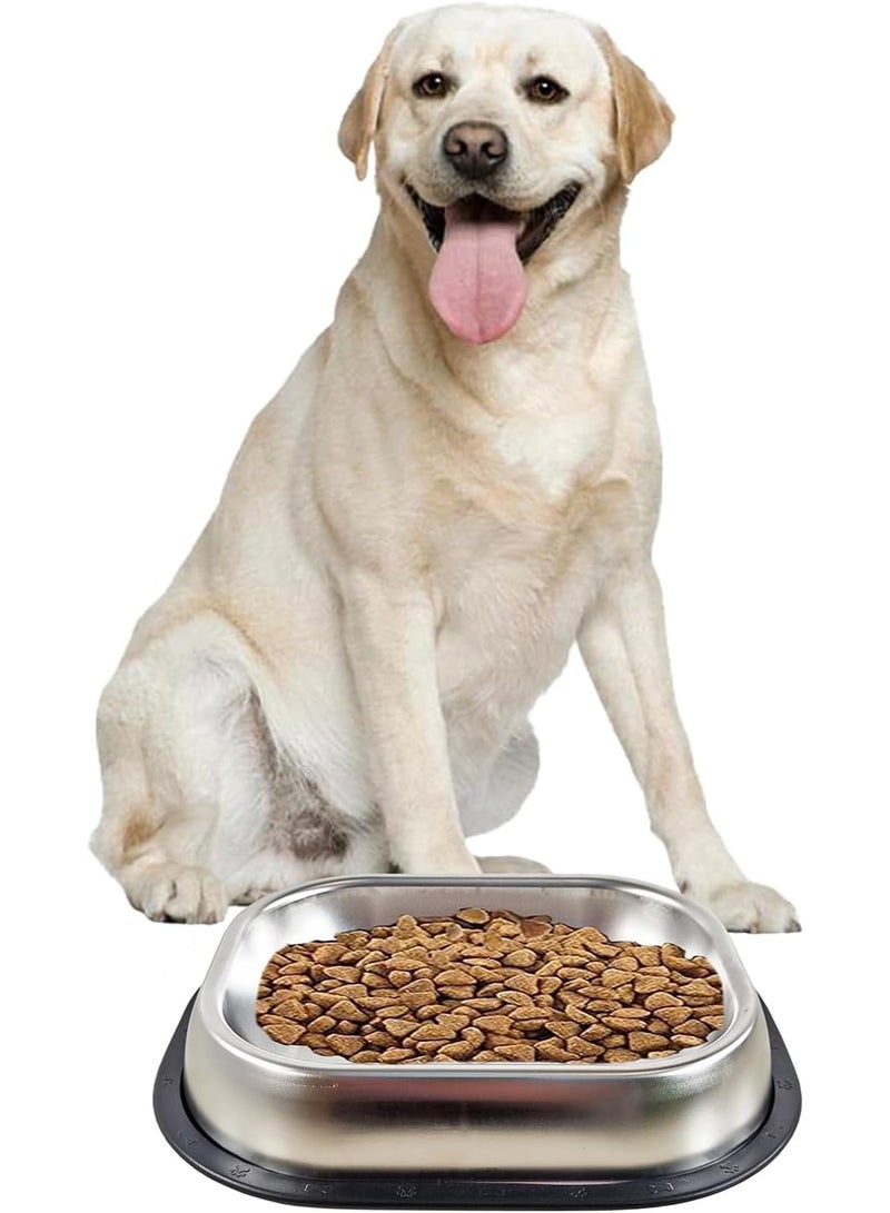 أن ان سي بيتس وعاء طعام للكلاب من الفولاذ المقاوم للصدأ للسلالات المتوسطة إلى الكبيرة، وعاء طعام مستطيل للحيوانات الأليفة بتصميم سلس وشريط لاصق غير قابل للانزلاق، مثالي للتغذية والري، سهل التنظيف 25 سم (فضي) - Image 1