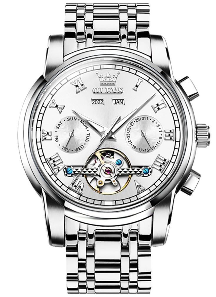 OLEVS OLEVS Watches Men Automatic,Self Winding Skeleton Watches for Men Tourbillon,Stainless Steel  - Image 1