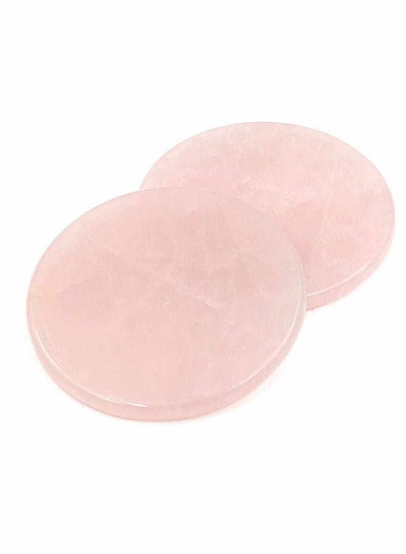 Excefore 2Pcs Eyelash Glue Jade Stone Holder, Pink Pallet Round Adhesive Eyelash Extension Jade Stone Holder Eyelash Pad - 2 Inch - Image 1