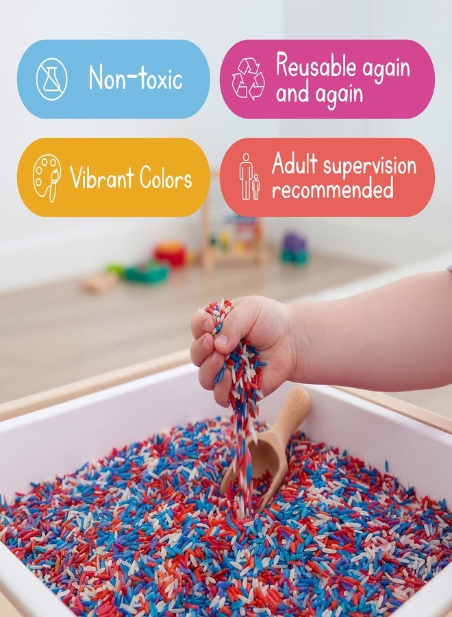 7 Days of Play Red White and Blue Sensory Play Rice for Kids, 2 lbs – Patriotic Sensory Bin Filler for Scooping, Pouring, Sorting & Creative Play – Perfect for Sensory Tables and Fine Motor Play – Ages 3+ - Image 5