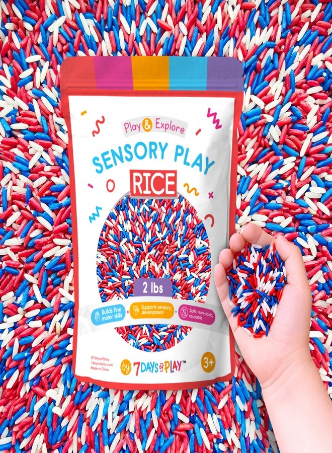 7 Days of Play Red White and Blue Sensory Play Rice for Kids, 2 lbs – Patriotic Sensory Bin Filler for Scooping, Pouring, Sorting & Creative Play – Perfect for Sensory Tables and Fine Motor Play – Ages 3+ - Image 1