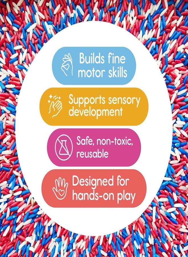 7 Days of Play Red White and Blue Sensory Play Rice for Kids, 2 lbs – Patriotic Sensory Bin Filler for Scooping, Pouring, Sorting & Creative Play – Perfect for Sensory Tables and Fine Motor Play – Ages 3+ - Image 2