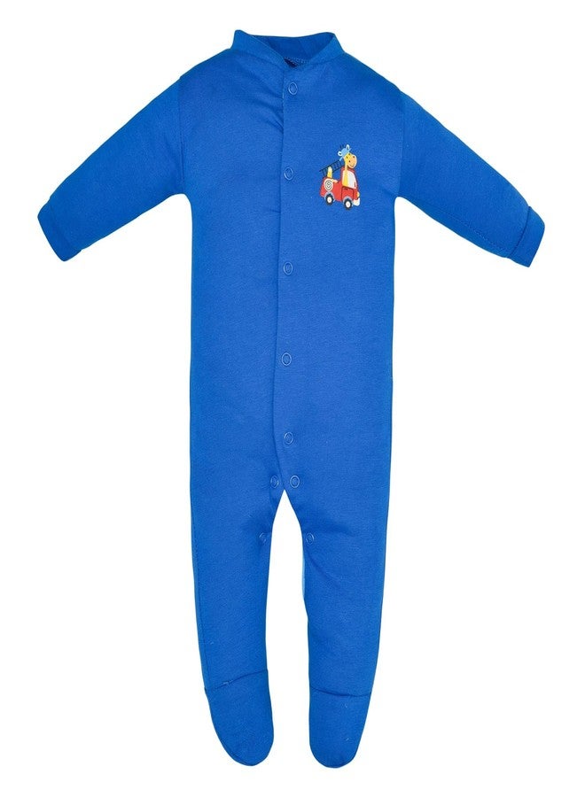Magic Town® 100% Hosiery Cotton Unisex Romper for Kids and Infants Set of 3 (Royal Blue) (3-6 Months) - Image 4