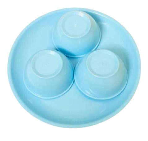 CoolKart Microwave Safe Unbreakable Round Full Plates with Bowl 3 Plates 3 Bowl Aqua Blue - Image 2
