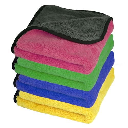 Autofy Multipurpose Microfiber Cleaning Towel Cloth 800 GSM [**Pack of 4**] Highly Absorbent Dust Towels for All Vehicles Bikes Cars Glass Kitchens (40cm x 40cm Multicolour) - Image 1
