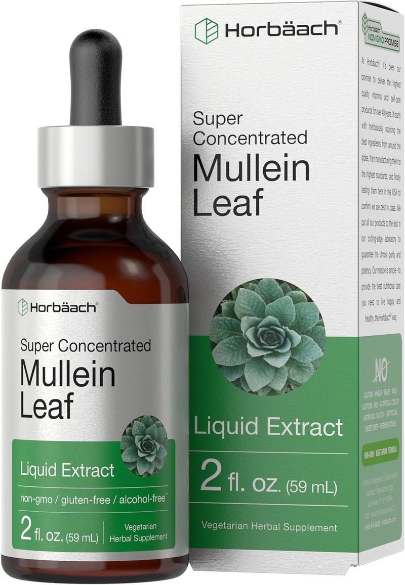 Horbach Mullein Leaf Extract Drops | 2 fl oz | Alcohol Free Liquid Tincture | Vegetarian, Non-GMO & Gluten Free Herbal Supplement - Image 1