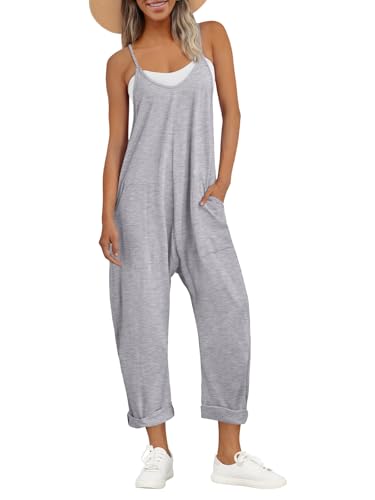AUTOMET Summer Maternity Clothes Outfits Plus Size Loose Comfy Womens Jumpsuits Casual Rompers Soft Trendy Overalls Jumpers 2025 Gray L - Image 1