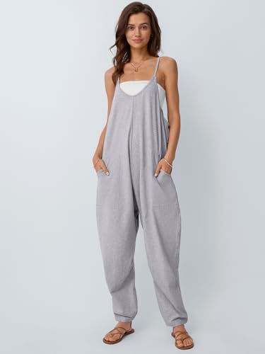 AUTOMET Summer Maternity Clothes Outfits Plus Size Loose Comfy Womens Jumpsuits Casual Rompers Soft Trendy Overalls Jumpers 2025 Gray L - Image 2