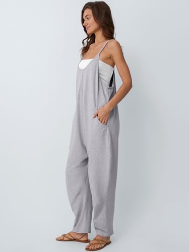 AUTOMET Summer Maternity Clothes Outfits Plus Size Loose Comfy Womens Jumpsuits Casual Rompers Soft Trendy Overalls Jumpers 2025 Gray L - Image 3