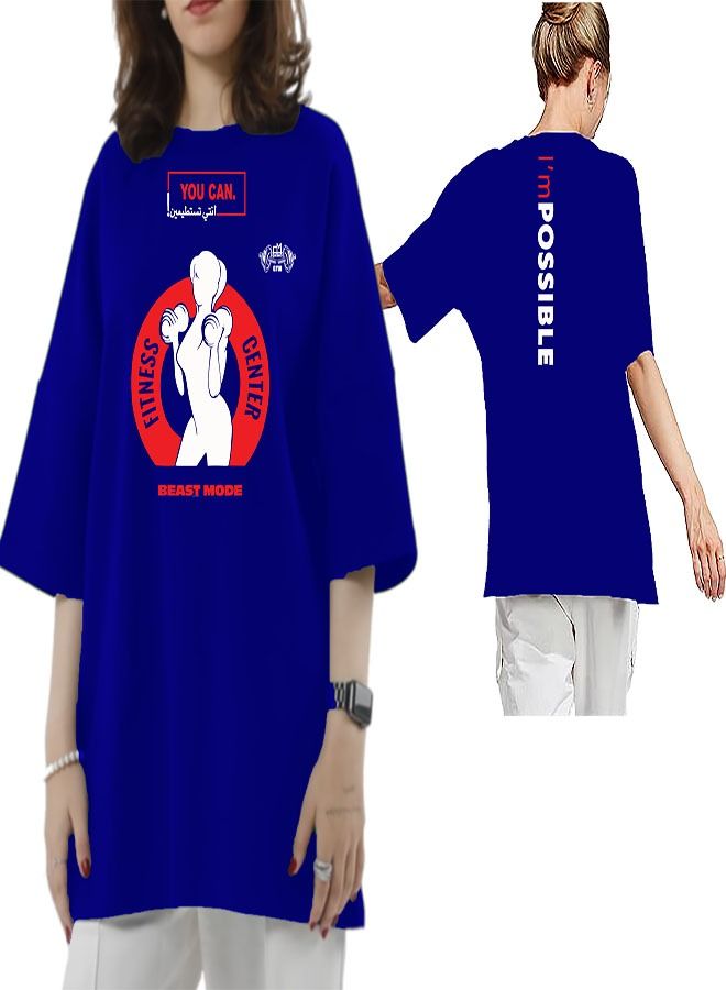 Genérico Women's Oversize T-shirt - FITNESS CENTER Printed for exercise, gym and bodybuilding 04 - Image 1