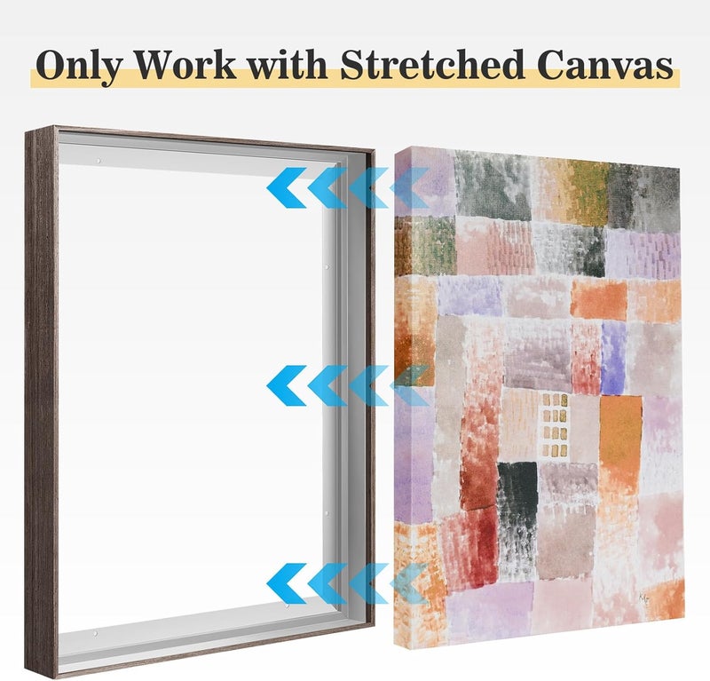 Akfado Canvas Frame for 24x24 Oil Paintings, 1.5" Deep DIY Metal Floater Frames for Vintage Wall Art Prints, Minimalist Wall Decor for Bedroom Hallway Entryway, No Glass & Back (Dark Brown) - Image 4