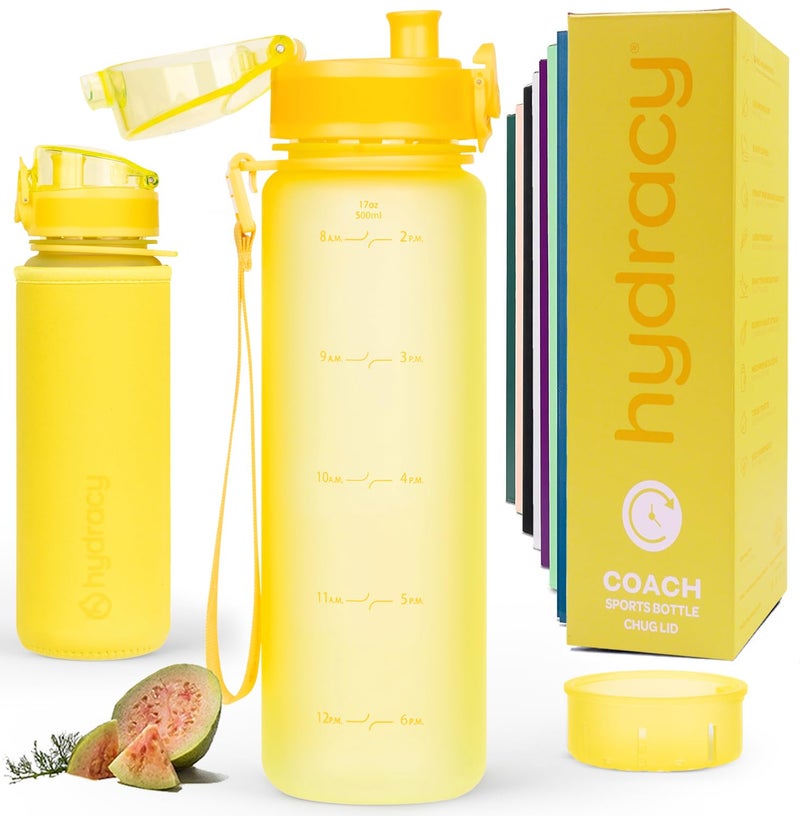 Hydracy Water Bottle with Time Marker - 500 ml 17 Oz BPA Free Water Bottle - Leak Proof & No Sweat Gym Bottle with Fruit Infuser Strainer - Ideal for Fitness or Sports & Outdoors - Image 1