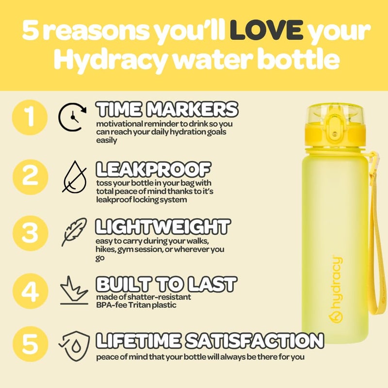 Hydracy Water Bottle with Time Marker - 500 ml 17 Oz BPA Free Water Bottle - Leak Proof & No Sweat Gym Bottle with Fruit Infuser Strainer - Ideal for Fitness or Sports & Outdoors - Image 2