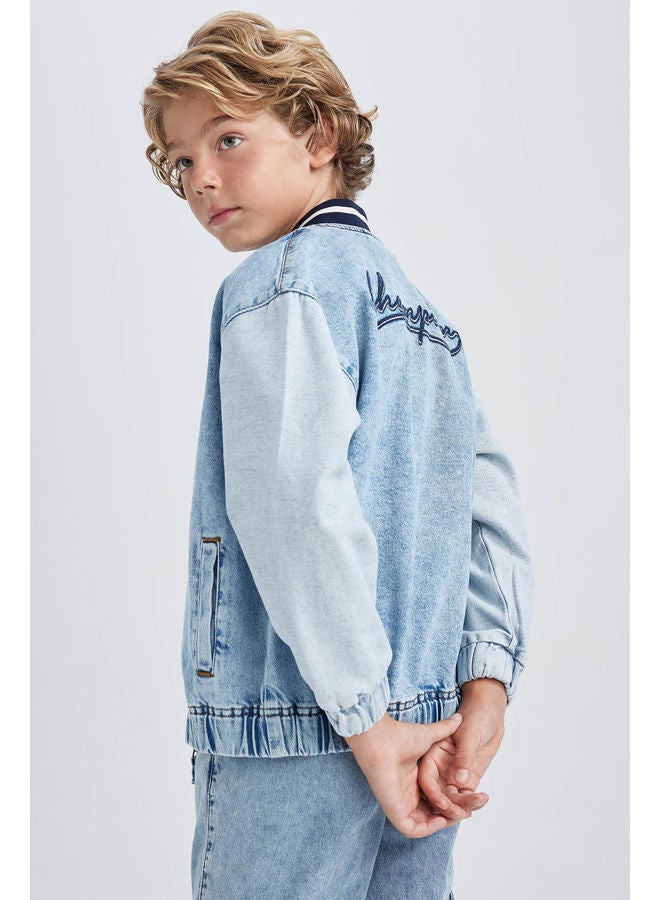 Boy Bomber Bomber Long Sleeve Denim Jacket