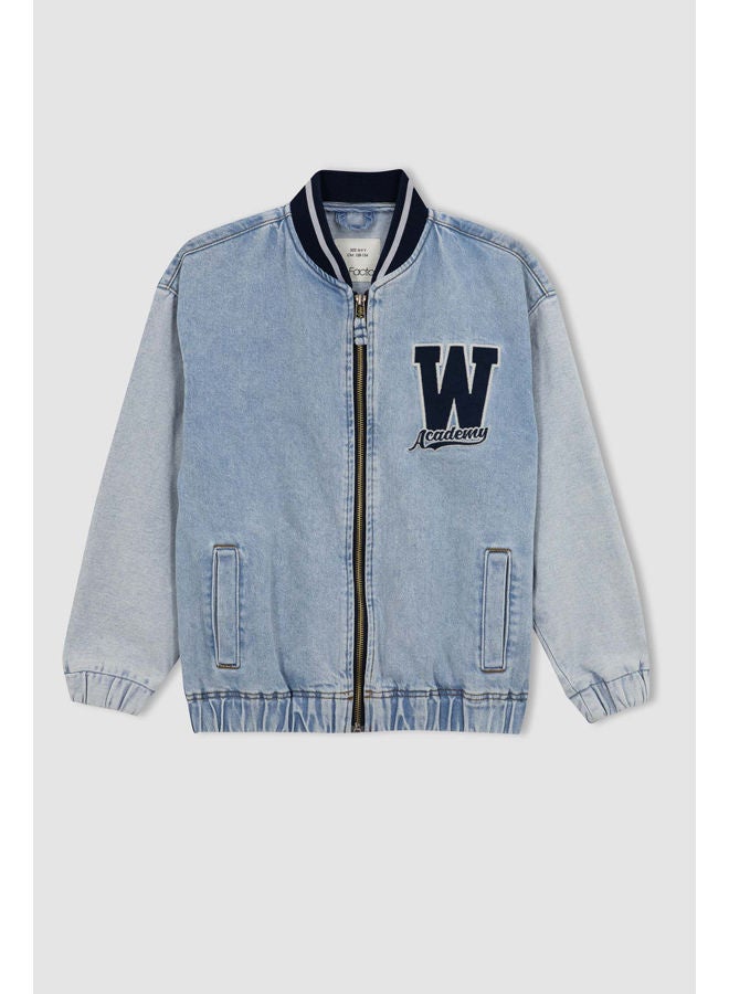 Boy Bomber Bomber Long Sleeve Denim Jacket