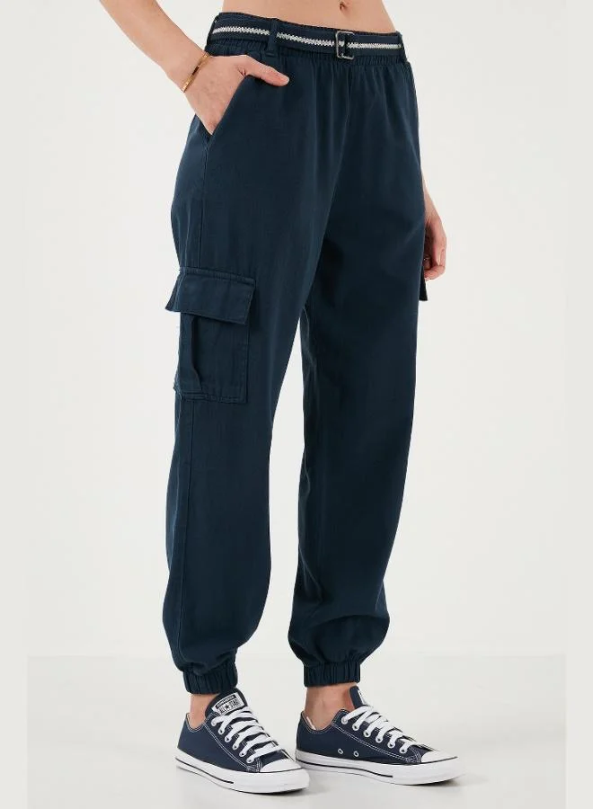 ليلا بنطلون جوجر نسائي بخصر عادي ورباط مطاطي من قطن ليلا