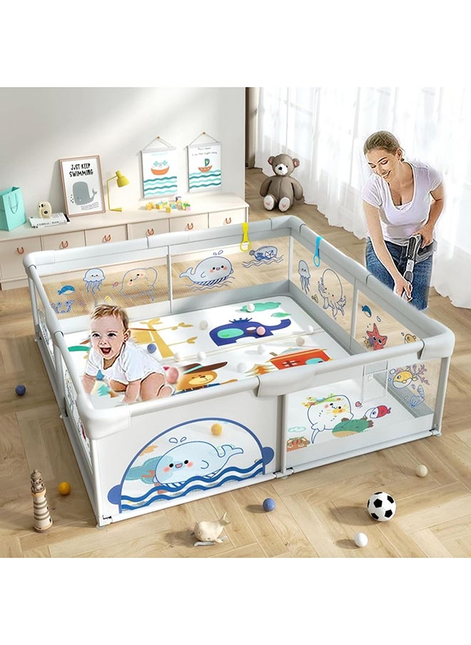 TDOO - Baby Playpen for Toddler, Has 2 Handle Loops, Indoor & Ou r Kids Activity Center with Anti-Slip Base, Sturdy Safety Play Yard with Soft Breathable Mesh, Playpen for Babies - Image 1