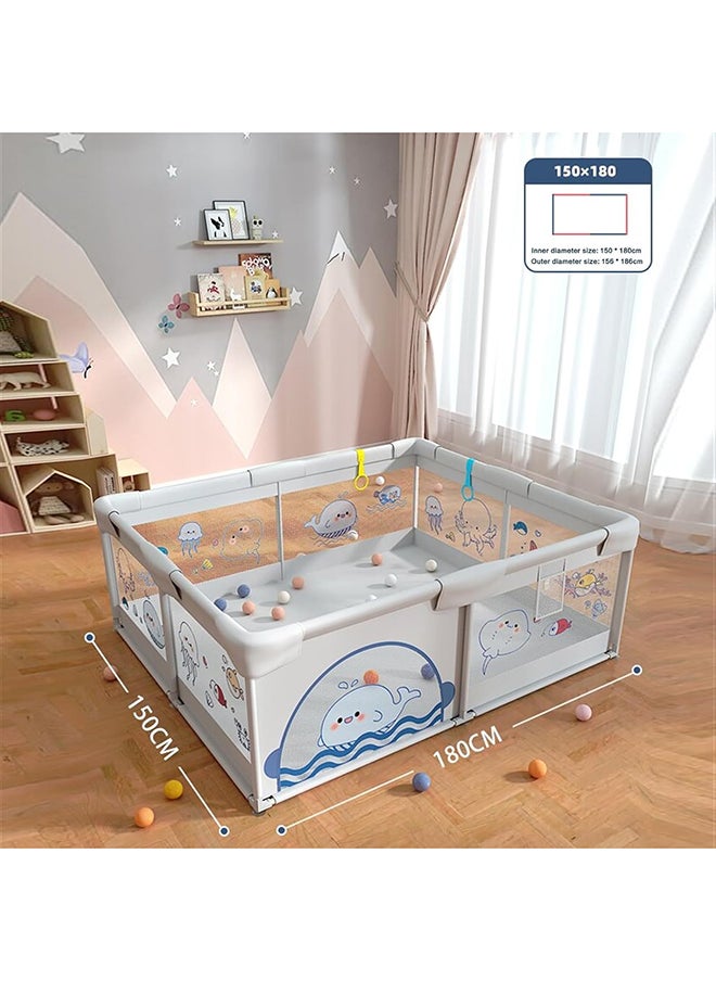 TDOO - Baby Playpen for Toddler, Has 2 Handle Loops, Indoor & Ou r Kids Activity Center with Anti-Slip Base, Sturdy Safety Play Yard with Soft Breathable Mesh, Playpen for Babies - Image 1