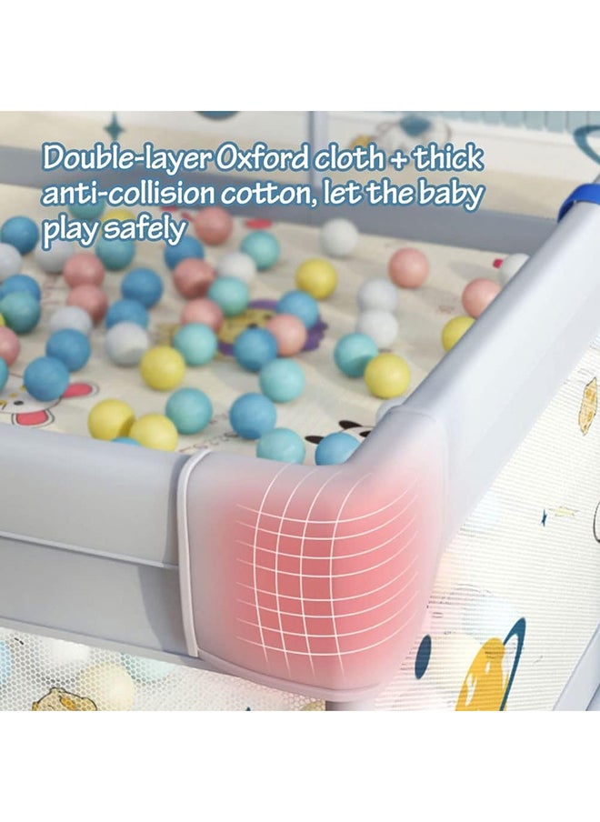 TDOO - Baby Playpen for Toddler, Has 2 Handle Loops, Indoor & Ou r Kids Activity Center with Anti-Slip Base, Sturdy Safety Play Yard with Soft Breathable Mesh, Playpen for Babies - Image 1