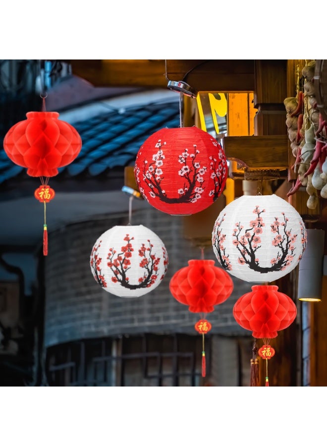 NajmStyle 20Pack Chinese Japanese Paper Lanterns Red Cherry Blossom Hanging Paper Lantern Decoration, 12 Inch Cherry Blossom & 8 Inch Red Paper Lanterns for Chinese New Year, Birthday Parties, Weddings, Restaurants - Image 2