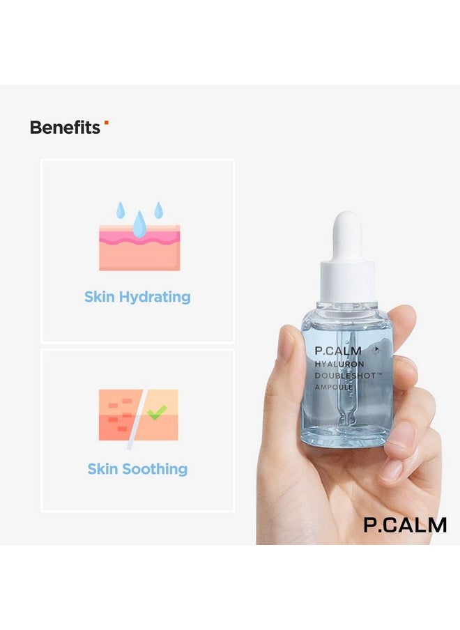 P.CALM Hyaluron Doubleshot Ampoule 30Ml Vegan Deep Hydrating Facial Serum With Hyaluronic Acid Gryceryl Glucoside Centella Asiatica For Sensitive Skin Korean Skincare  - Image 2