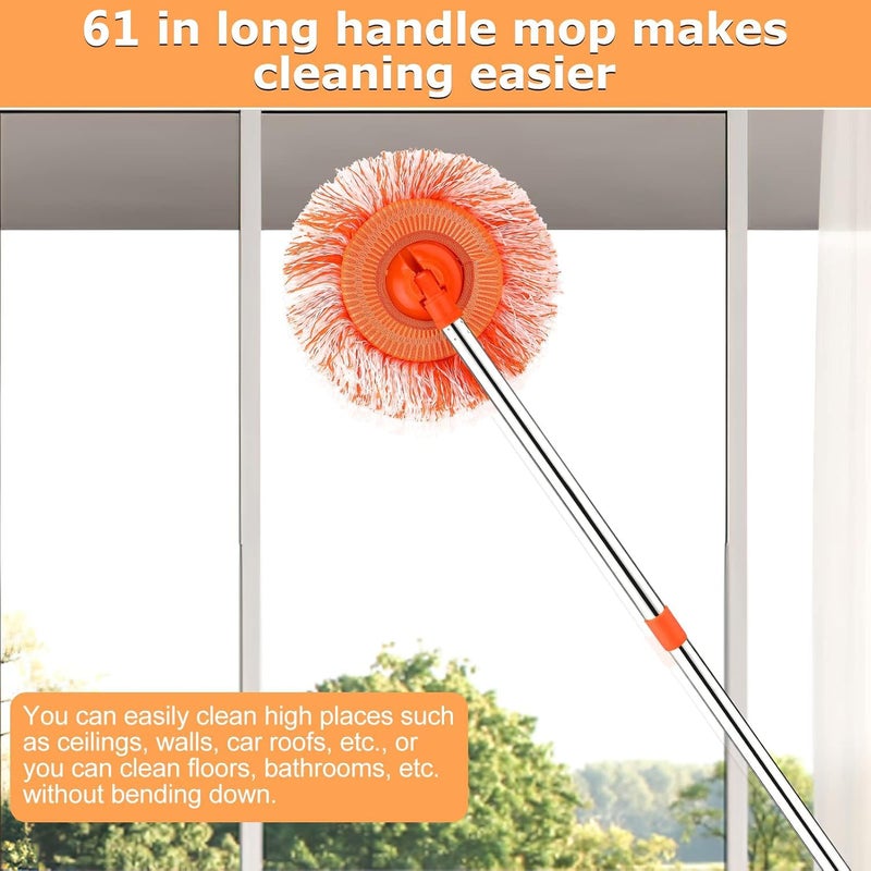 Dolodomy 61 in Adjustable Cleaning Mop, Dolodomy 180Â° Rotatable Mops for Floor Cleaning with 4 Reusable Heads, 2 Fabrics Wall Mop for Floor Door Window Ceiling and Bathroom - Image 4