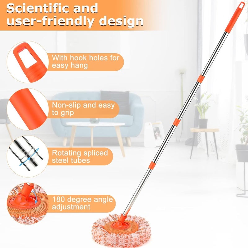 Dolodomy 61 in Adjustable Cleaning Mop, Dolodomy 180Â° Rotatable Mops for Floor Cleaning with 4 Reusable Heads, 2 Fabrics Wall Mop for Floor Door Window Ceiling and Bathroom - Image 3