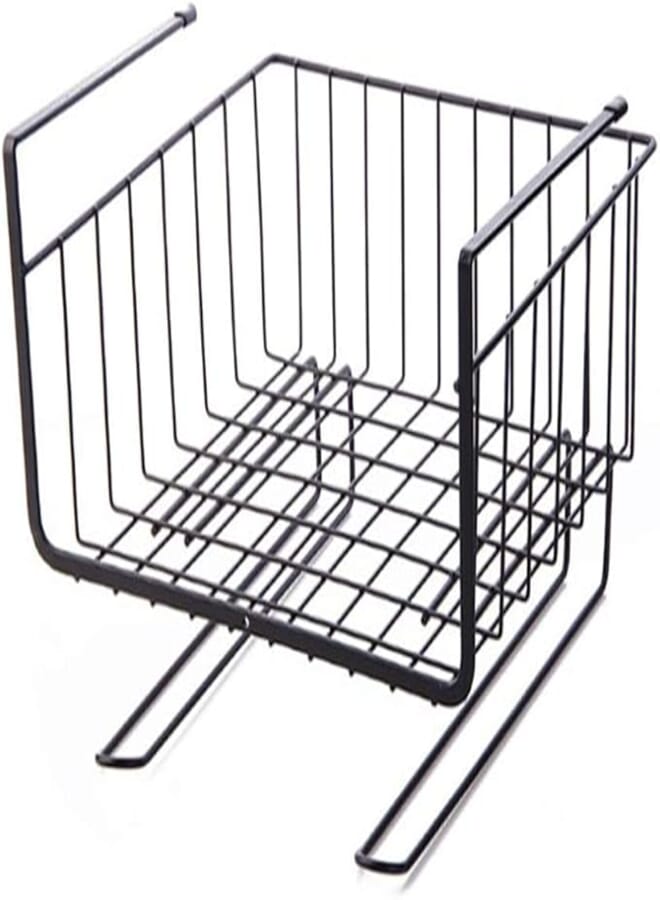 Spaceshoop Kitchen Storage Basket Hanging Holder, Under Shelf Storage Rack Iron Wire Basket Cupboard Stand Holder for Kitchen, Office, Wardrobe, Bathroom