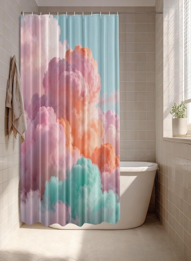 Batmerry Sun Cloud Pastel Decorative Shower Curtain, Pastel Rainbow Pink Blue Yellow White Colorful Cute Long Wide with Rust Proof Grommets for Bathroom Waterproof Washable - Image 4