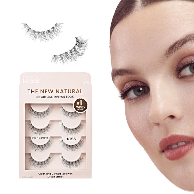 KISS KISS The New Natural False Eyelashes Pearl Earring 12 mm Includes 4 Pairs Of Lashes Easy to Apply Reusable Lash Clusters