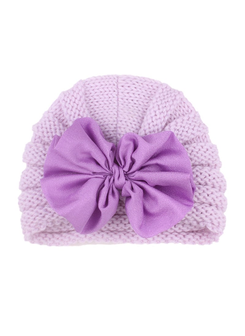 Generic Baby Knitting Big Bow Hats Winter Warm Toddler Turban Infant Beanie Cap, Pueple 
