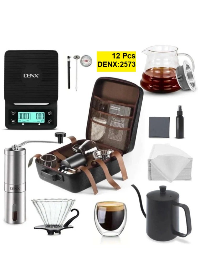 دينكس طقم صانع القهوة 12 قطعة V60 أدوات إكسسوارات القهوة مع حقيبة حمل محمولة طقم القهوة بالتنقيط DX2573 - Image 2