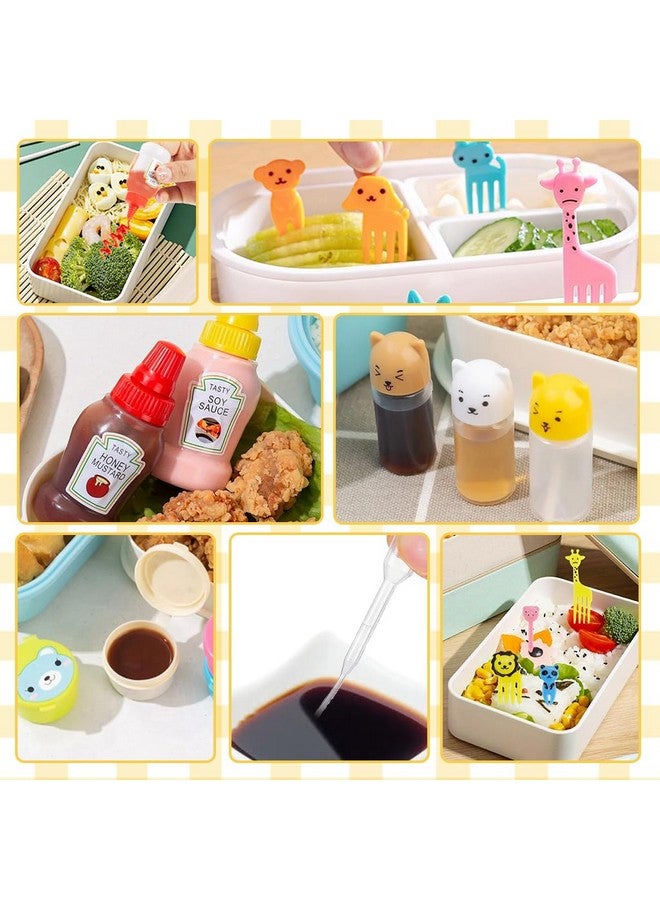 HASTHIP مجموعة زجاجات صلصة صغيرة وعددها 45 قطعة مع شوكات فواكه للأطفال - موزع صلصة محمول، زجاجات كاتشب وخلطات للغداء، النزهات، التخييم، الأنشطة الخارجية، متنوعة - Image 5