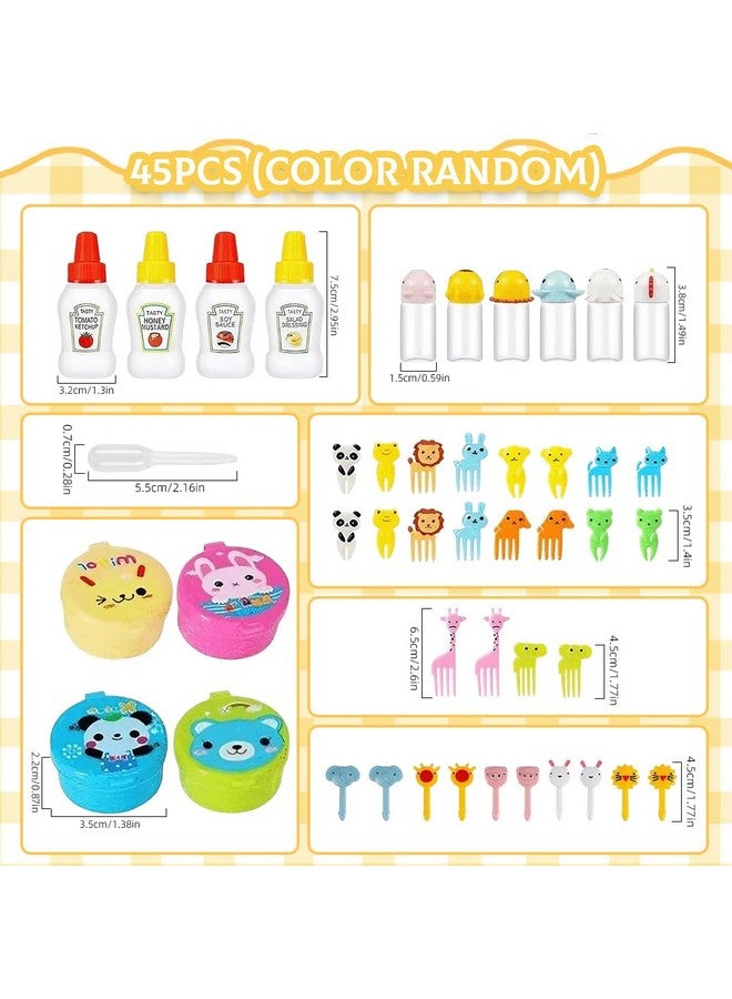HASTHIP مجموعة زجاجات صلصة صغيرة وعددها 45 قطعة مع شوكات فواكه للأطفال - موزع صلصة محمول، زجاجات كاتشب وخلطات للغداء، النزهات، التخييم، الأنشطة الخارجية، متنوعة - Image 2