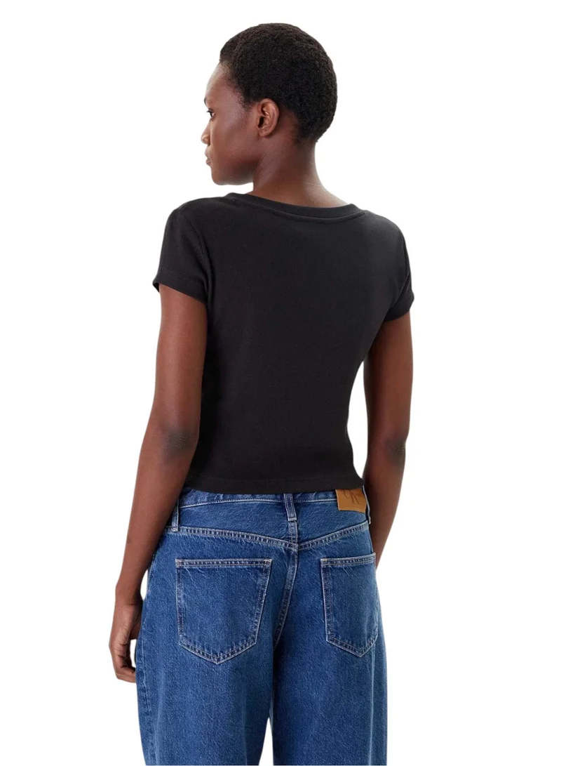 كالفن كلاين جينز تيشيرت بياقة على شكل حرف  بشعار