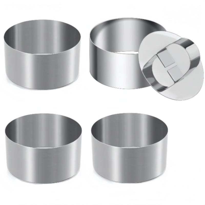 Round Baking Ring Molds: 3 Inch Diameter 1.6 Inch Depth 18/8 Food Grade Stainless Steel - Reusable Dishwasher Safe Non-Stick for Home Baking Restaurant Catering Dessert Making - Image 1