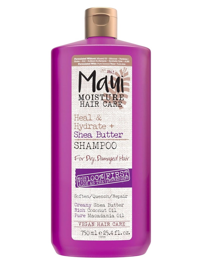MAUI MOISTURE Maui Moisture Heal & Hydrate + Shea Butter Shampoo for Dry, Damaged Curls Helps Revive Curly & Coily Hair with Coconut Oil & Macadamia Oil, Vegan & Sulfate-Free Surfactants, 25.4 fl. Oz  - Image 1
