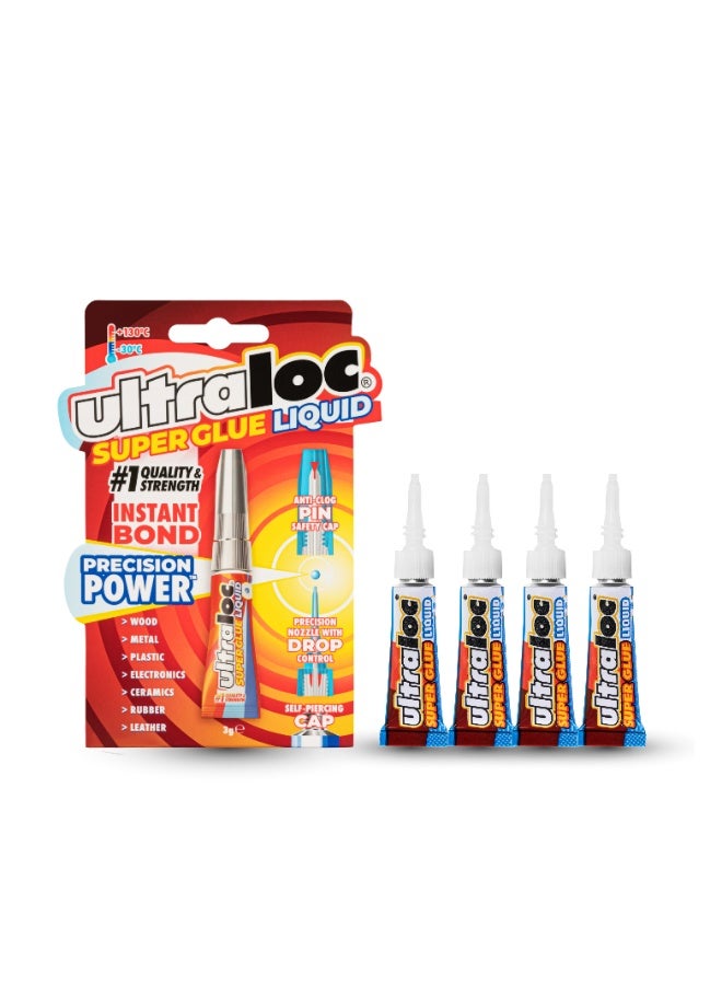 Ultraloc Super Glue Liquid 3g – Precision Strong Bond for Fast Repairs – Made in UK ,Pack of 4 - Image 1