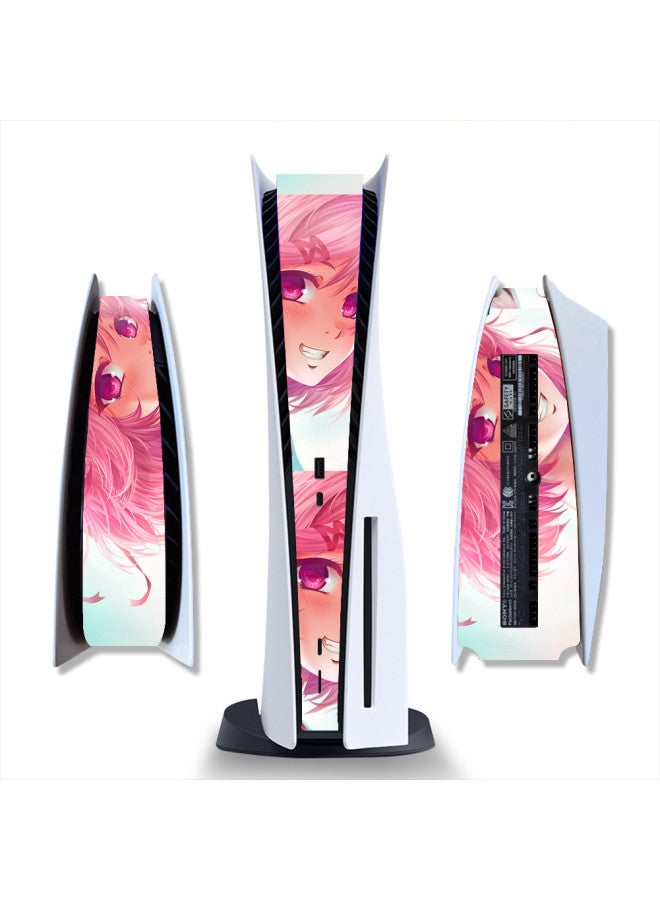 Loquat PS5 Optical Drive Version Middle Strip All-inclusive Protective Film PS5 Digital Version Middle Protective Sticker Cute Cartoon Frosted-Color:Pink PS5SDQB-0302 - Image 2