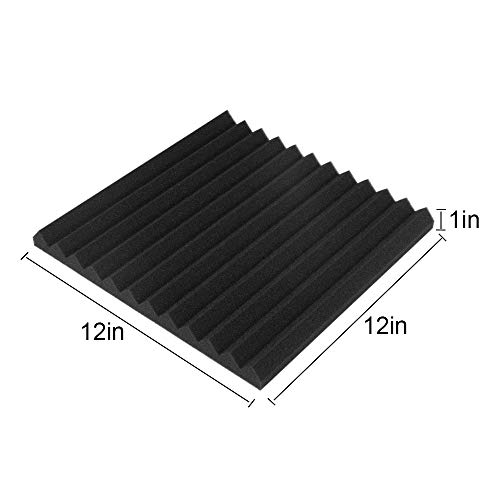 Burdurry 50 Pack Acoustic Panels Soundproof Studio Foam for Walls Sound Absorbing Panels Sound Insulation Panels Wedge for Home Studio Ceiling, 1" X 12" X 12" (Black&Red) - Image 2