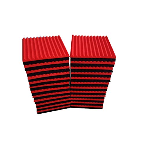 Burdurry 50 Pack Acoustic Panels Soundproof Studio Foam for Walls Sound Absorbing Panels Sound Insulation Panels Wedge for Home Studio Ceiling, 1" X 12" X 12" (Black&Red) - Image 5