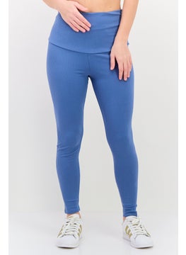 TRIUMPH Women Natural Spotlight Ribbed Leggings, Slate Blue  - Image 1