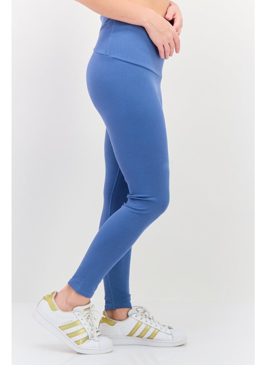 TRIUMPH Women Natural Spotlight Ribbed Leggings, Slate Blue  - Image 2