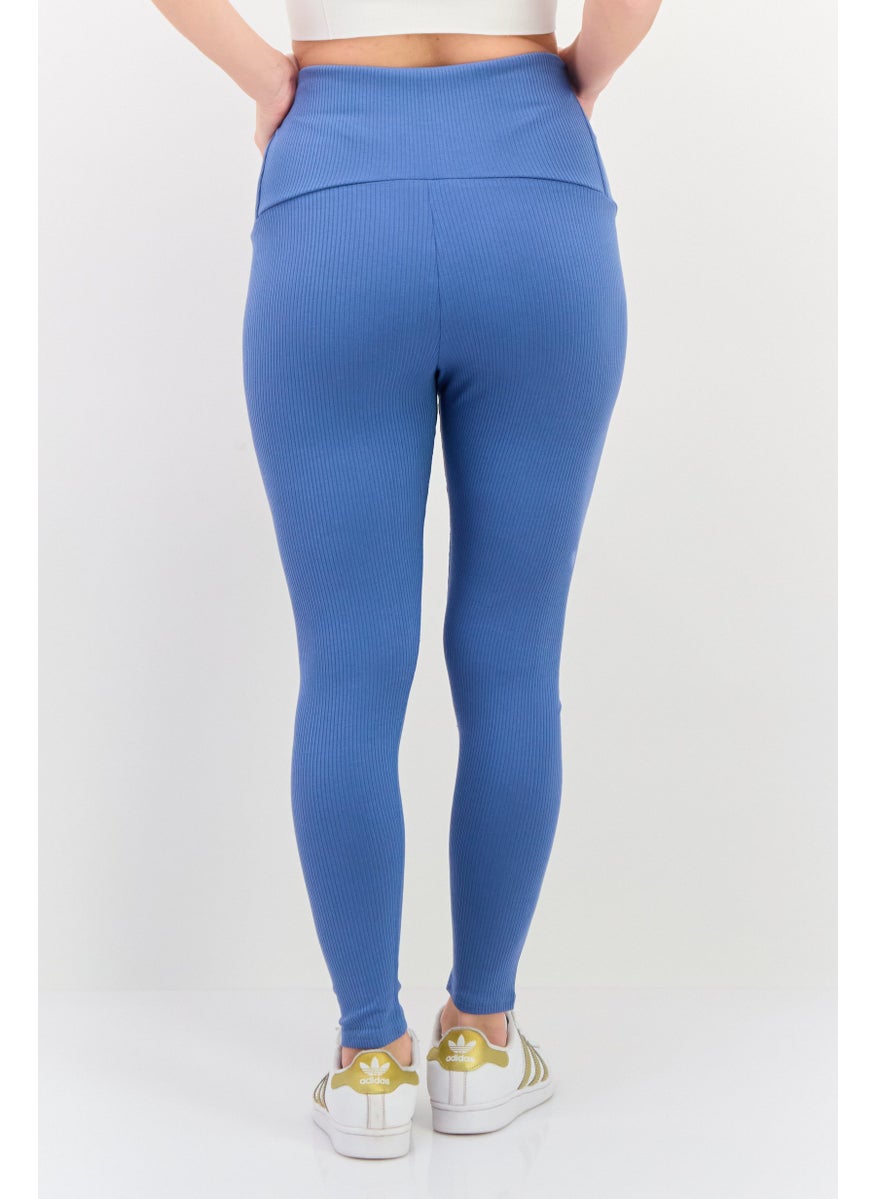 TRIUMPH Women Natural Spotlight Ribbed Leggings, Slate Blue  - Image 3